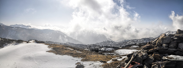 Image showing Mountains and clouds in Arunachal Pradesh, India