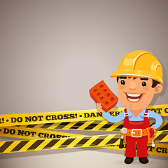 Image showing Builder With Danger Tapes