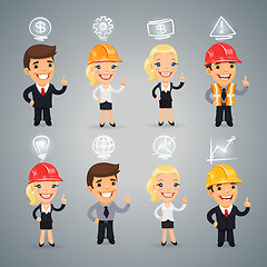 Image showing Businessmen with Icons Set