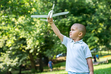 Image showing boy with airpane toy