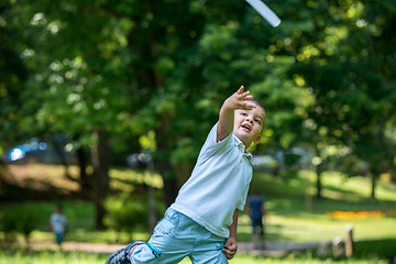 Image showing boy with airpane toy