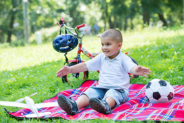 Image showing boy with airpane toy