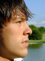 Image showing Close-up of a young man at the park