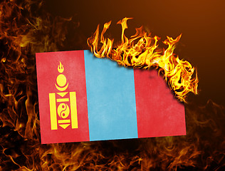 Image showing Flag burning - Mongolia