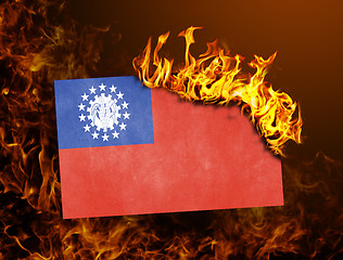 Image showing Flag burning - Myanmar