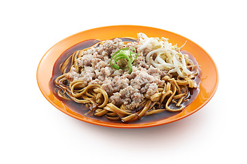 Image showing Fried Noodle with minced pork and bean spouts