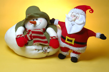 Image showing santa and the snow man