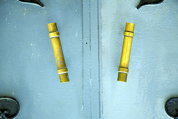 Image showing blue  in africa the old wood  facade home and safe padlock 