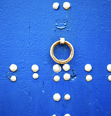 Image showing blue  in texture wall and  morocco africa abstract