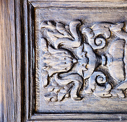 Image showing  abstract door wood in the brown spain