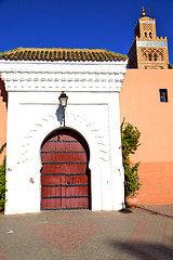 Image showing historical marble  in  antique building door morocco    minaret