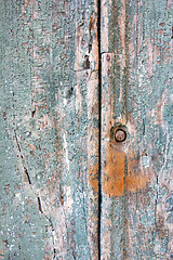 Image showing Old green wooden door