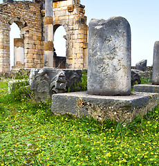 Image showing volubilis in morocco africa the old roman deteriorated monument 