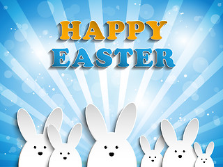 Image showing Happy Easter Rabbit Bunny on Blue Background