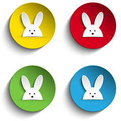 Image showing Set of Four Happy Easter Bunny Stickers