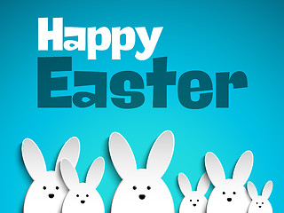 Image showing Happy Easter Rabbit Bunny on Blue Background