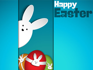 Image showing Happy Easter Rabbit Bunny on Blue Background