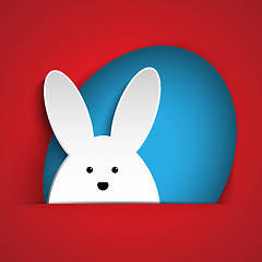 Image showing Happy Easter Rabbit Bunny on Red Background