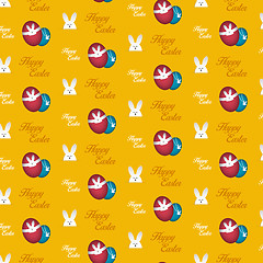 Image showing Happy Easter Rabbit Bunny Orange Seamless Background