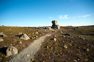 Image showing Big boulders on mountain plateau Valdresflye, Jotunheimen, Norwa