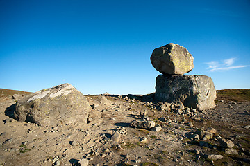 Image showing Big boulders on mountain plateau Valdresflye, Jotunheimen, Norwa