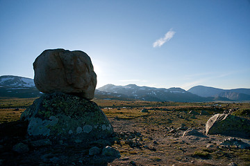 Image showing Big boulders on mountain plateau Valdresflye, Jotunheimen, Norwa