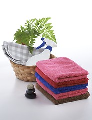 Image showing Towel and stone with relaxing setting