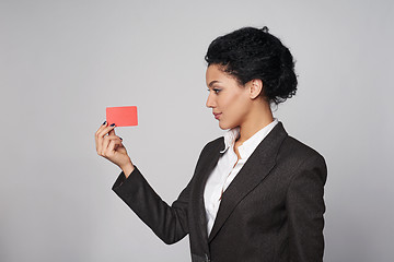 Image showing Business woman showing blank credit card