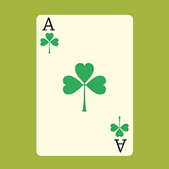 Image showing Playing card ACE with a green Shamrock Patrick day