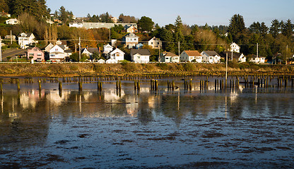 Image showing Houses Along Youngs Bay Newhalem HWY Astoria Oregon