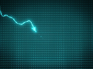 Image showing Blue trend graph as symbol of business decline or financial cris