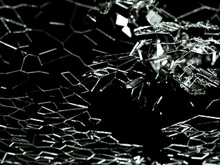 Image showing Destructed or broken glass pieces on black background