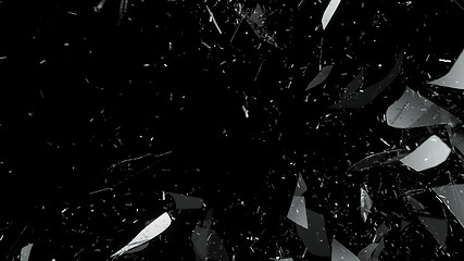 Image showing Destructed glass on black background