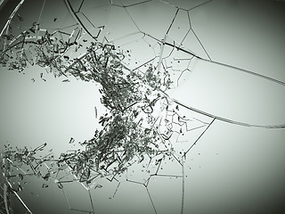 Image showing Breaking or demolishing glass on grey