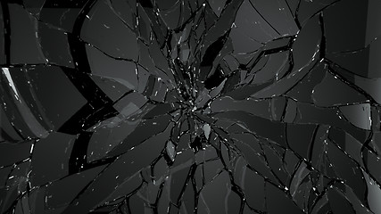 Image showing glass shatter and breaking on black