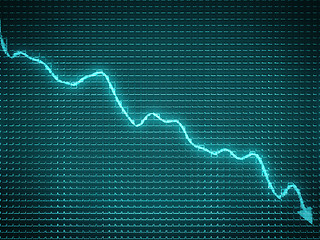 Image showing Blue arrow chart drop as symbol of financial crisis