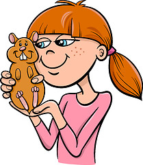 Image showing girl with hamster cartoon