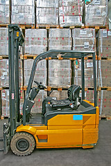 Image showing Yellow forklifter