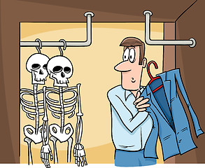 Image showing skeletons in the closet cartoon