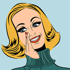 Image showing pop art cute retro woman in comics style laughing