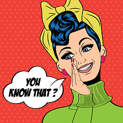 Image showing pop art cute retro woman in comics style laughing