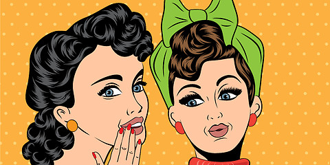 Image showing pop art retro women in comics style that gossip