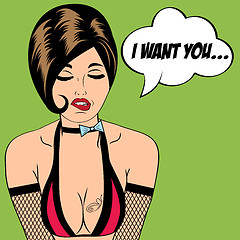 Image showing sexy horny woman in comic style, xxx illustration