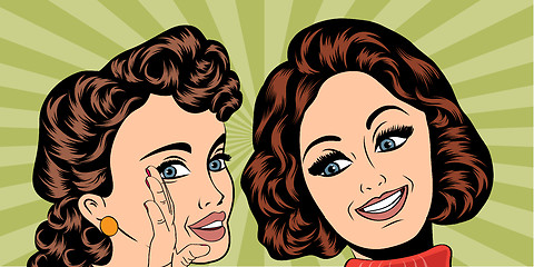 Image showing pop art retro women in comics style that gossip