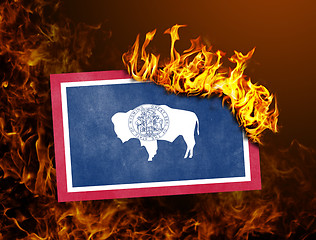 Image showing Flag burning - Wyoming