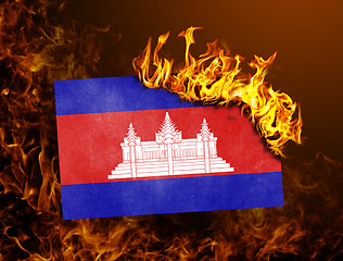 Image showing Flag burning - Cambodia