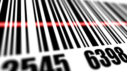 Image showing Closeup of scanner scanning barcode