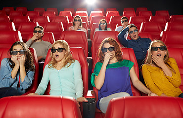 Image showing friends watching horror movie in 3d theater