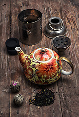 Image showing hookah and dry elite tea leaves