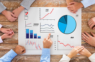 Image showing close up of business team with charts at table